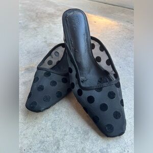 ASOS Black Polka Dot Mesh Pointed-Toe Mules